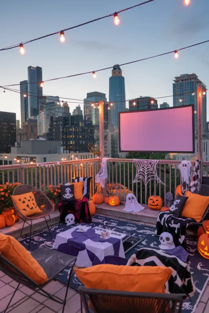 Outdoor Movie Magic-halloween apartment decorations