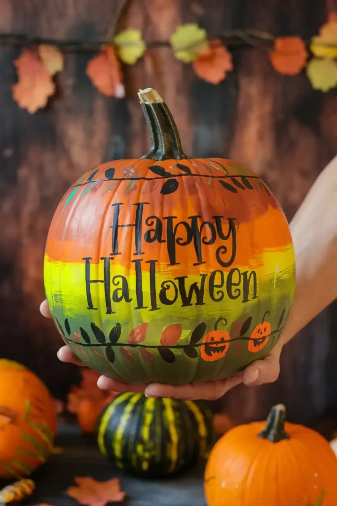 Painted Pumpkin Perfection-classy halloween decor ideas