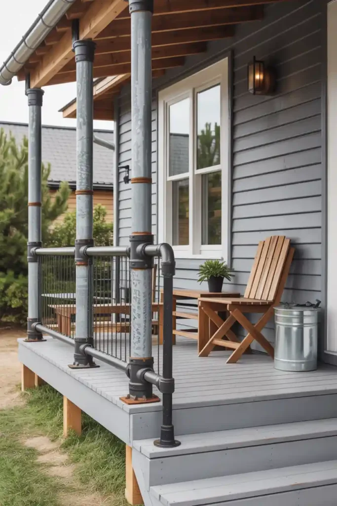 Pipe and Steel Industrial-porch railing ideas