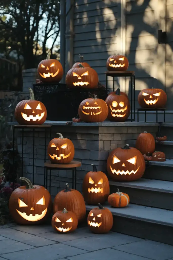 Pumpkin Lanterns-haunted house halloween decor ideas