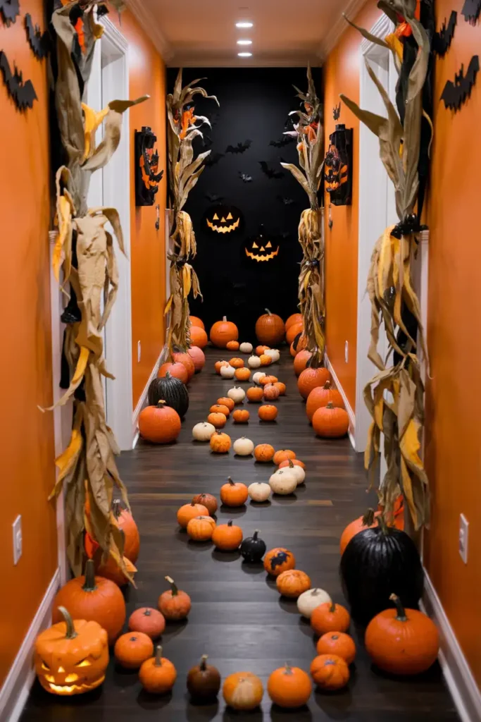 Pumpkin Patch Pathway-halloween hallway decoration ideas