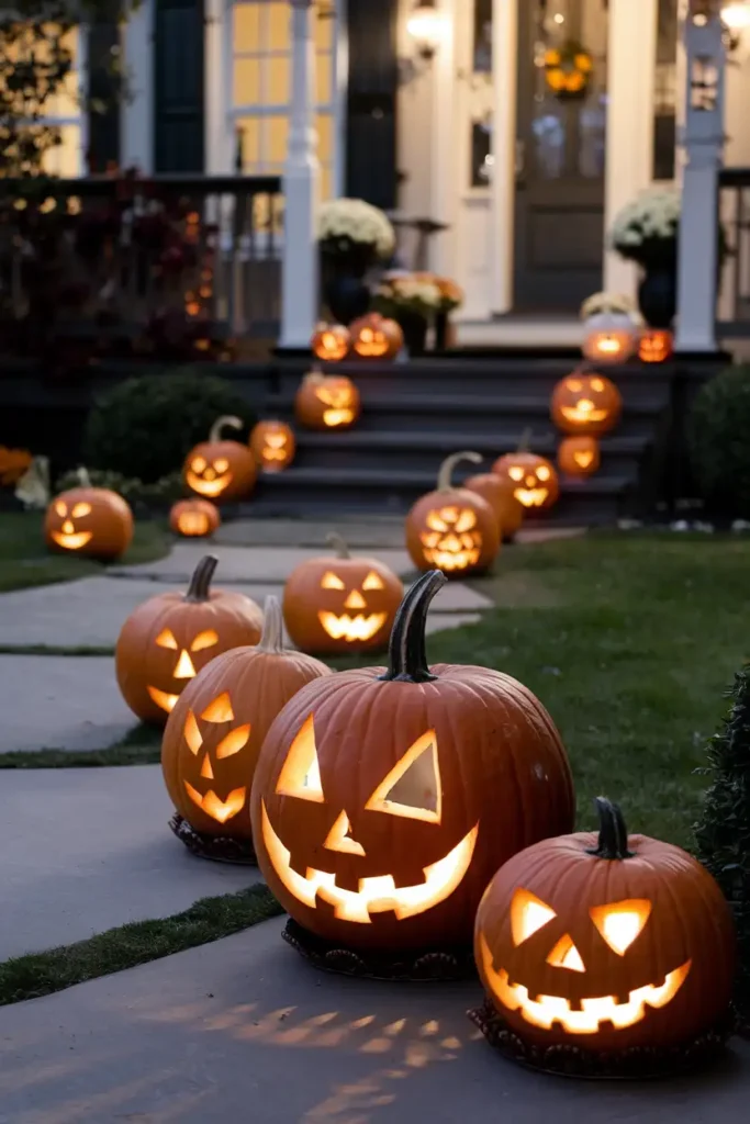 Pumpkin Pathway Perfection-classy halloween decor ideas