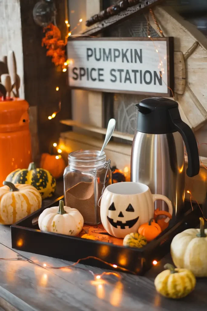 Pumpkin Spice Station Makeover-halloween kitchen decor ideas