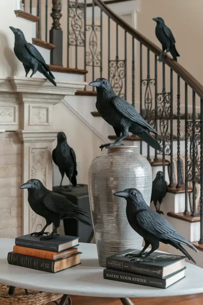 Raven Accents-haunted house halloween decor ideas