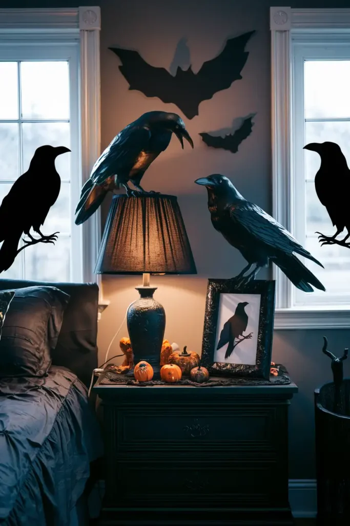 Raven and Crow Accents-spooky halloween bedroom decor