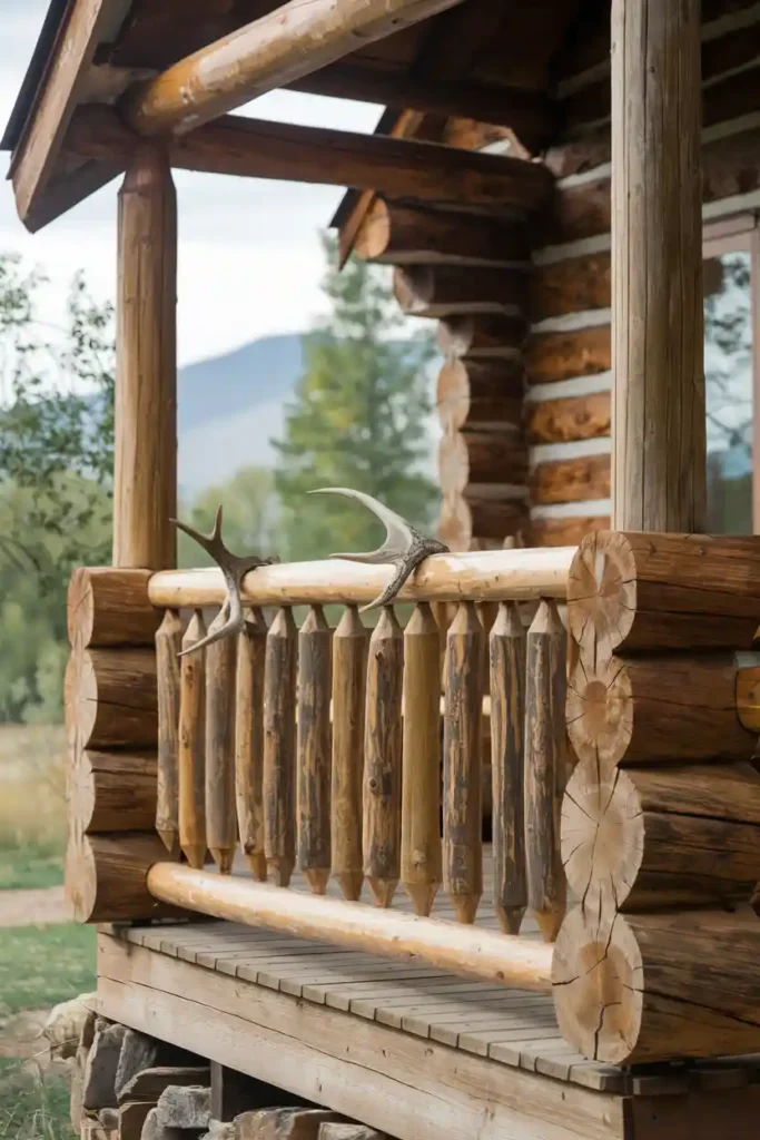 Rustic Log Cabin Vibes-porch railing ideas