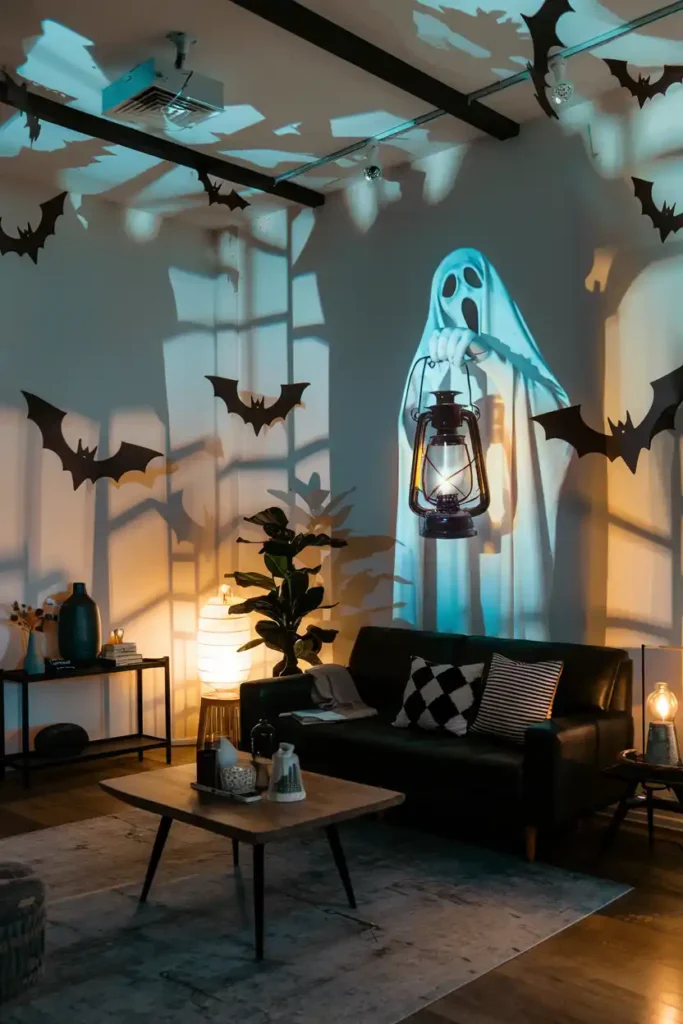 Shadow Projections-haunted house halloween decor ideas
