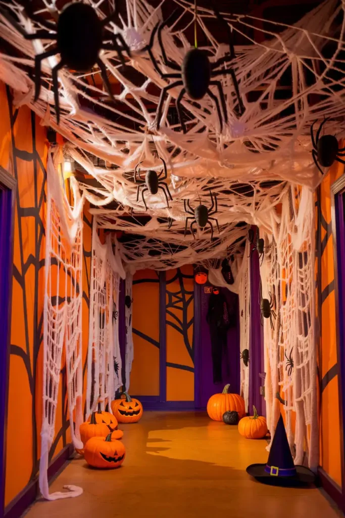 Spider Web Canopy-halloween hallway decoration ideas