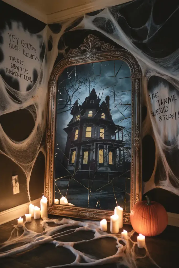 Spooky Mirrors-haunted house halloween decor ideas