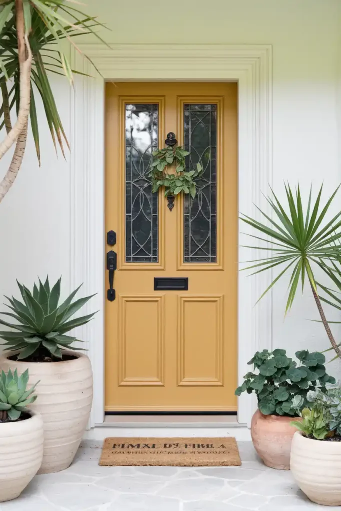 Sunny Yellow for Instant Cheerfulness-door ideas to enhance curb appeal