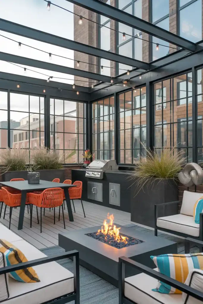 Urban Rooftop Vibe-enclosed porch idea