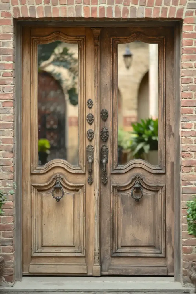 Vintage-Style Double Doors with Hardware-Double Door Design Ideas
