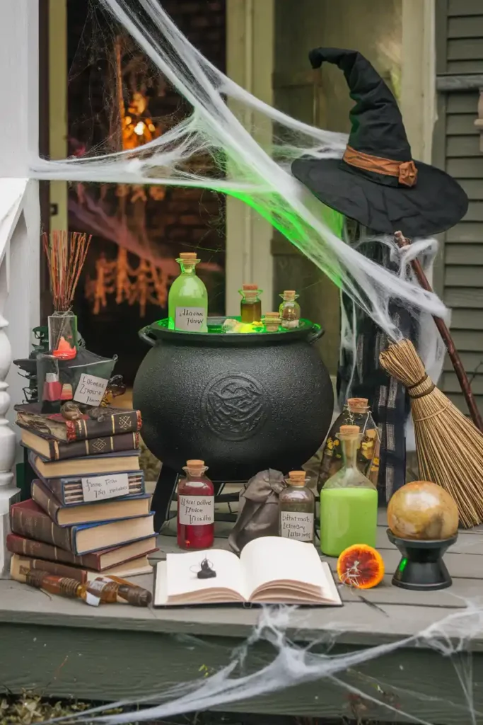 Witch's Brew Station-halloween front porch ideas
