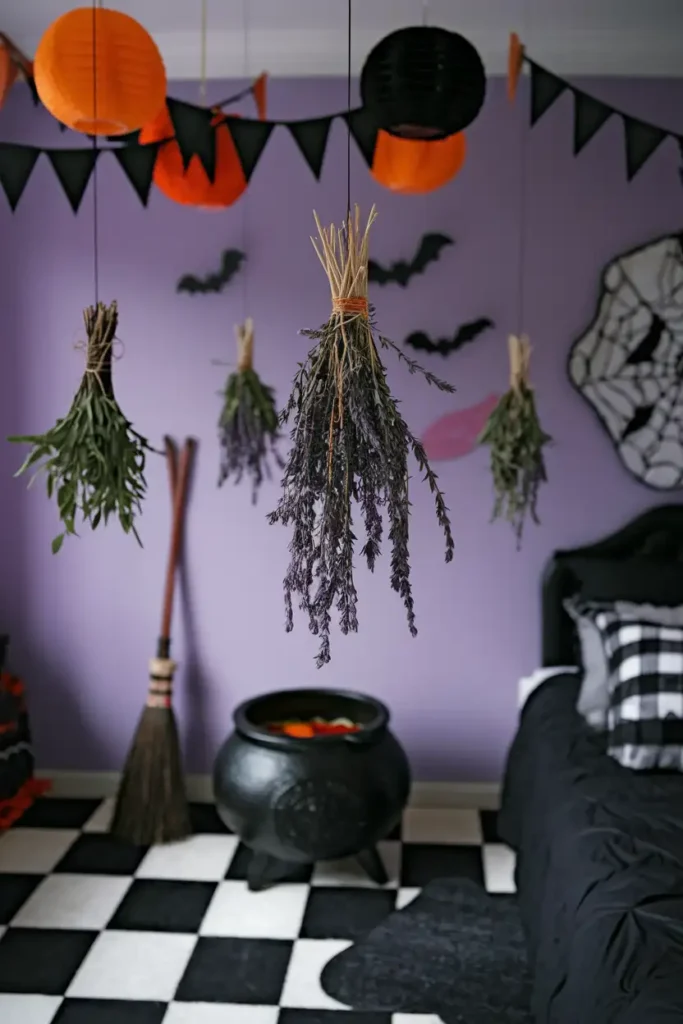 Witchy Herb Bundles-spooky halloween bedroom decor
