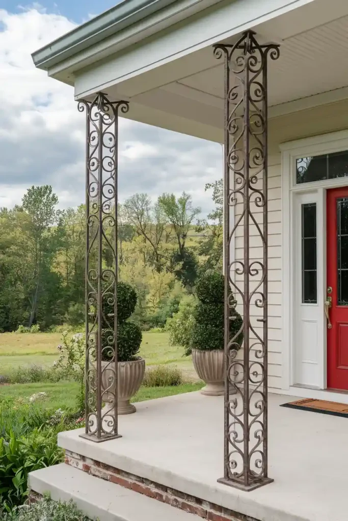 Wrought Iron Columns-Front Porch Column Ideas