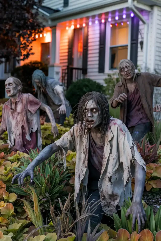 Zombie Garden-haunted house halloween decor ideas