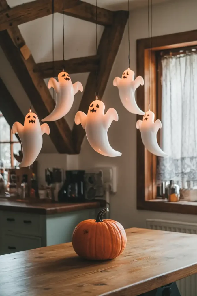battery-operated candles-halloween kitchen decor ideas