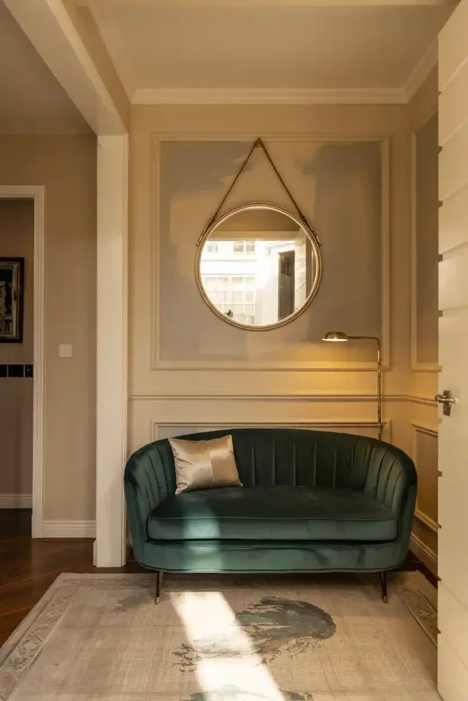 A Pop of Color with a Chic Sofa-Luxury Entryway