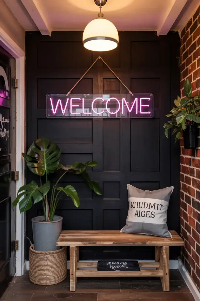 A Touch of Neon-entryway accent wall