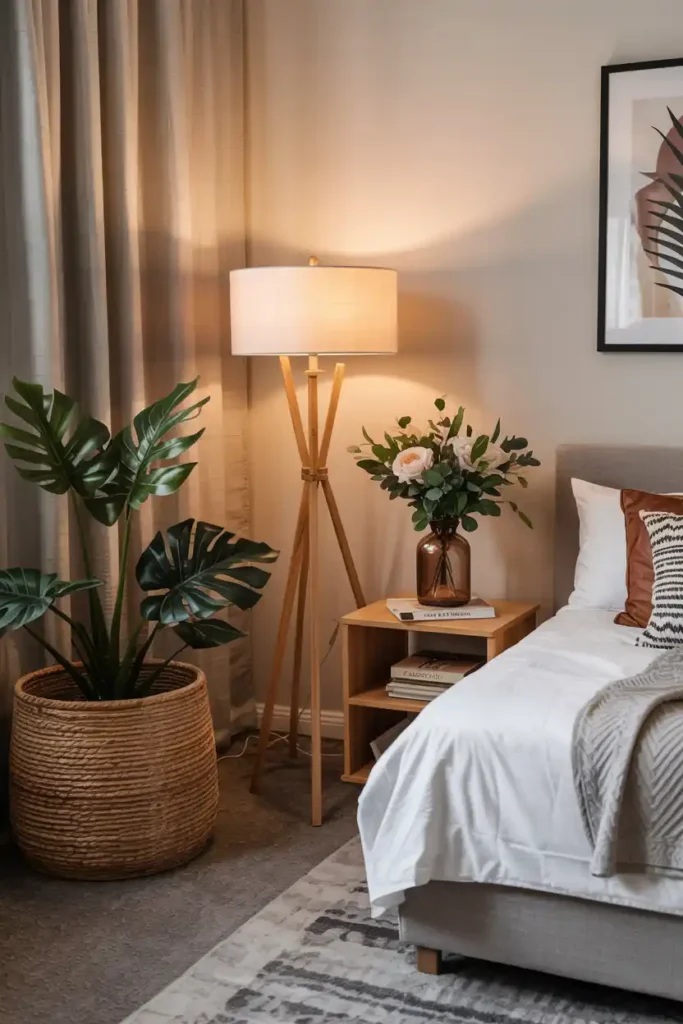 Add a Chic Floor Lamp-guest room ideas