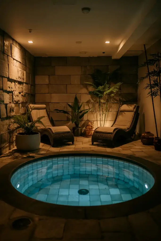Basement Indoor Pool or Spa Corner-basement design ideas