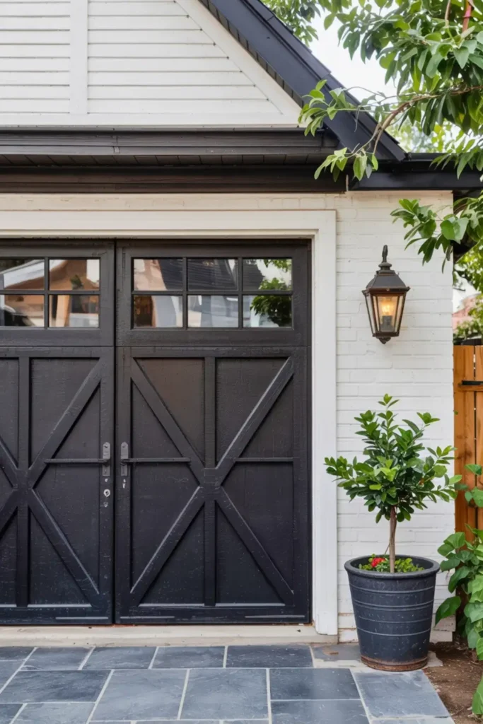 Black Garage Door-garage paint colors