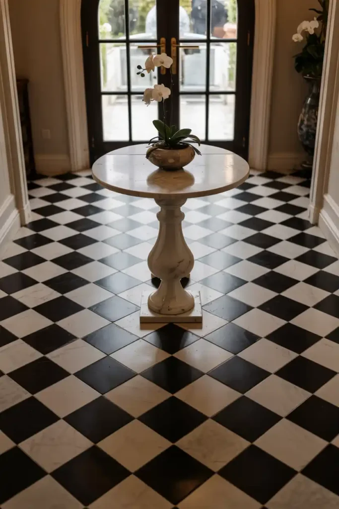 Black and White Tiled Floors-Luxury Entryway