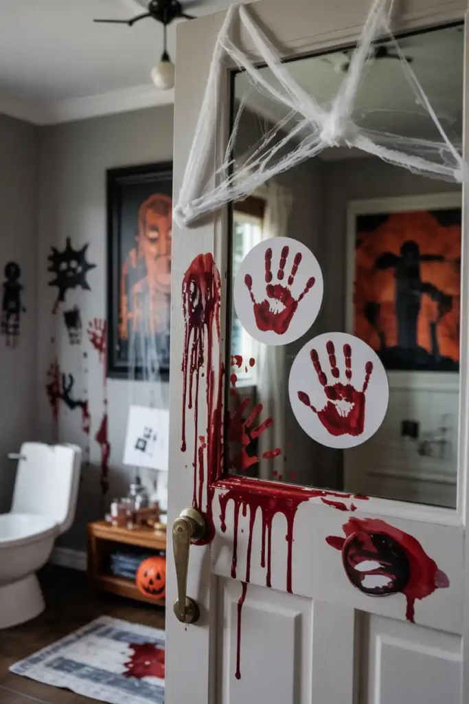 Bloody Handprint Wall Clings-diy halloween wall