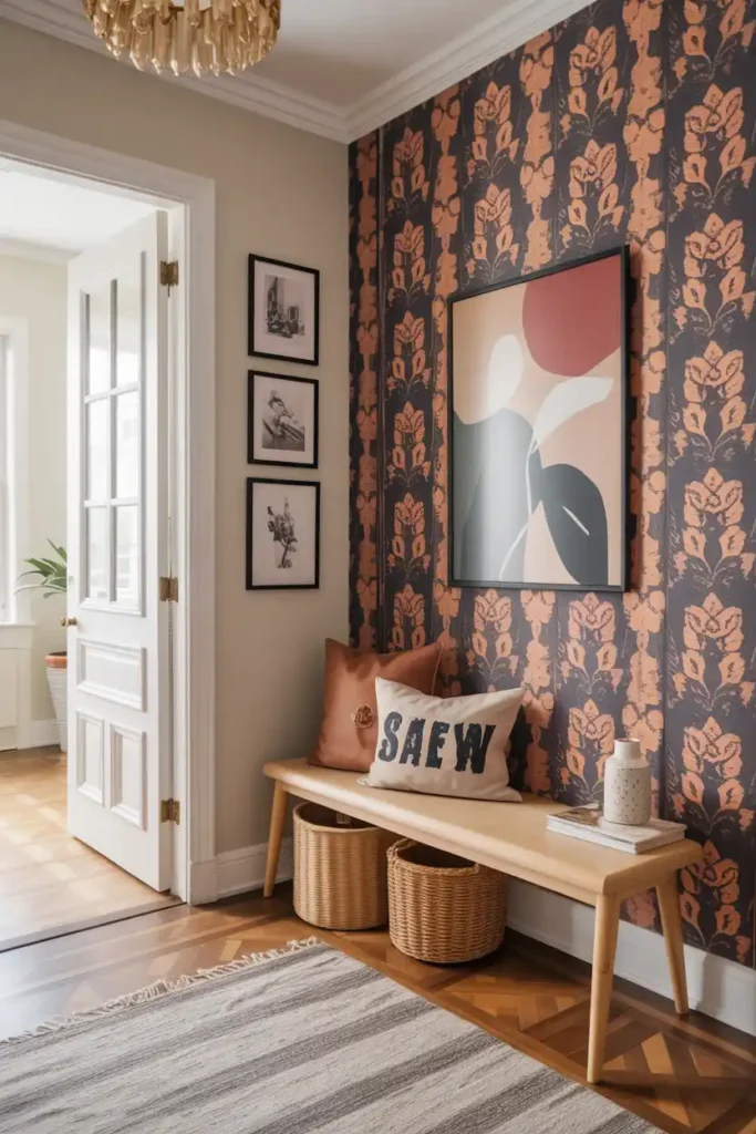 Bold Wallpaper Statement-entryway accent wall