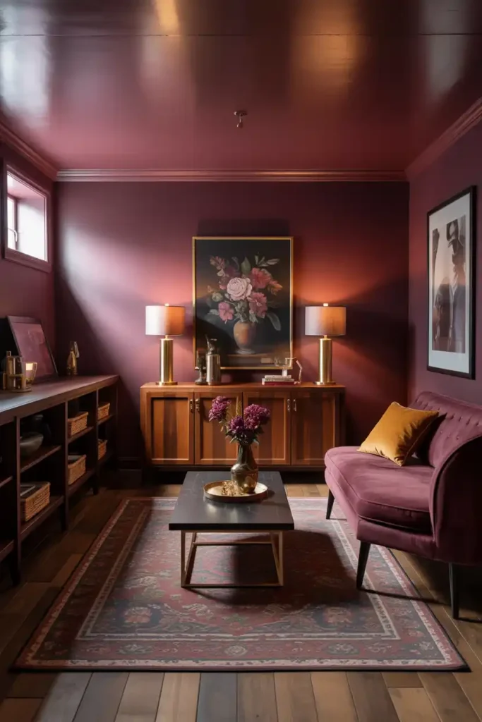 Burgundy-basement paint colors