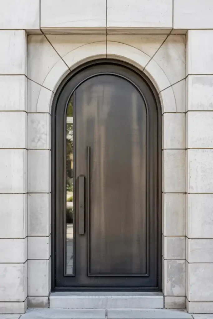 Contemporary Arched Elegance-metal entry door design