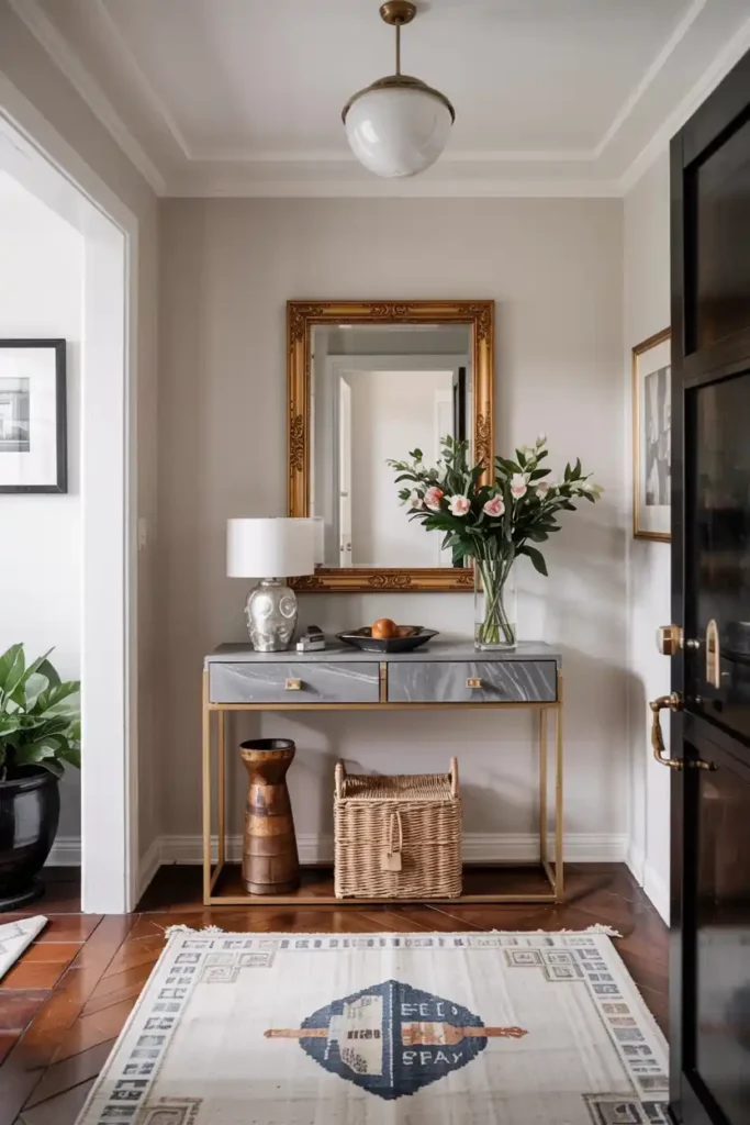 Contemporary Hallway with a Sleek Console