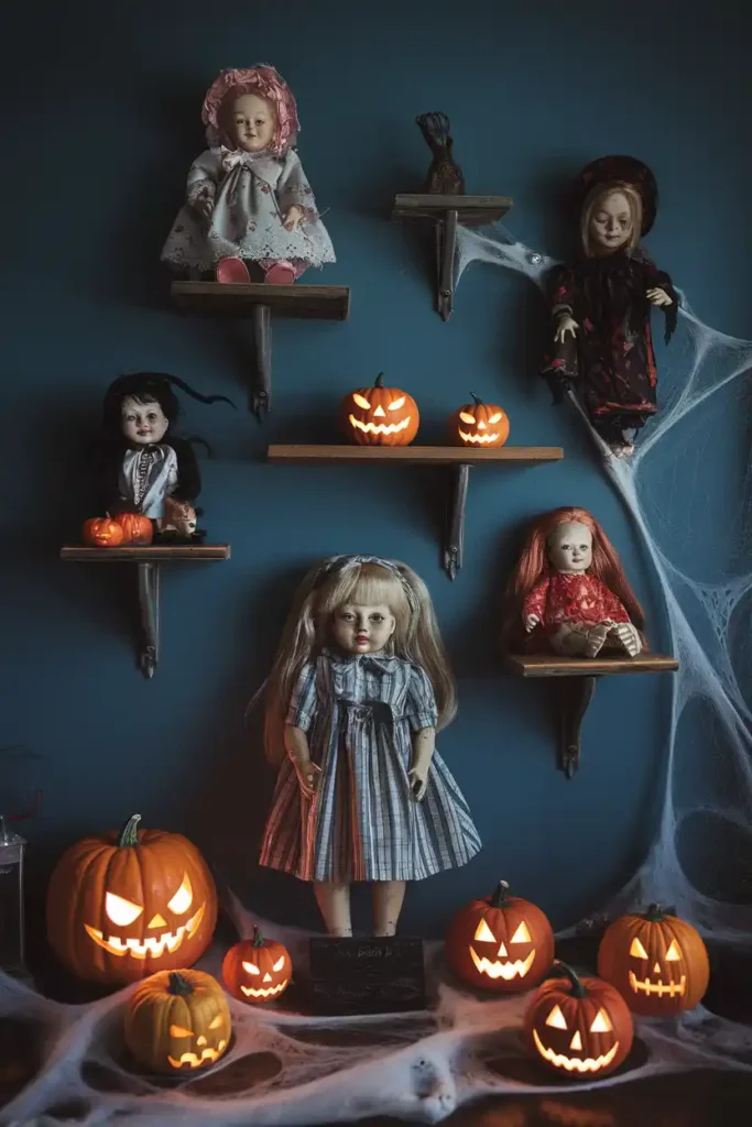 Creepy Doll Collection-diy halloween wall