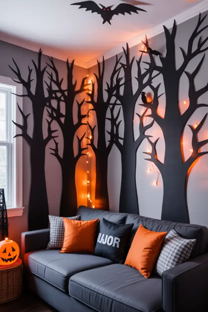 Creepy Tree Silhouettes-diy halloween wall