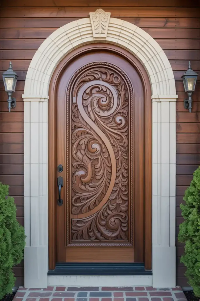 Custom Carved Wooden Door-luxury entrance door design