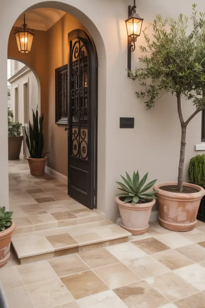 Elegant Travertine Tiles-Entryway Flooring