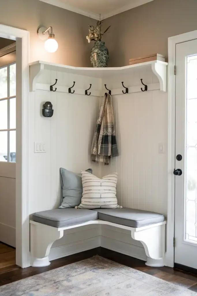 Floating Corner Bench-entryway bench decor ideas