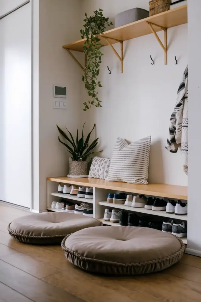 Floor Cushion Seating-japandi entryway idea