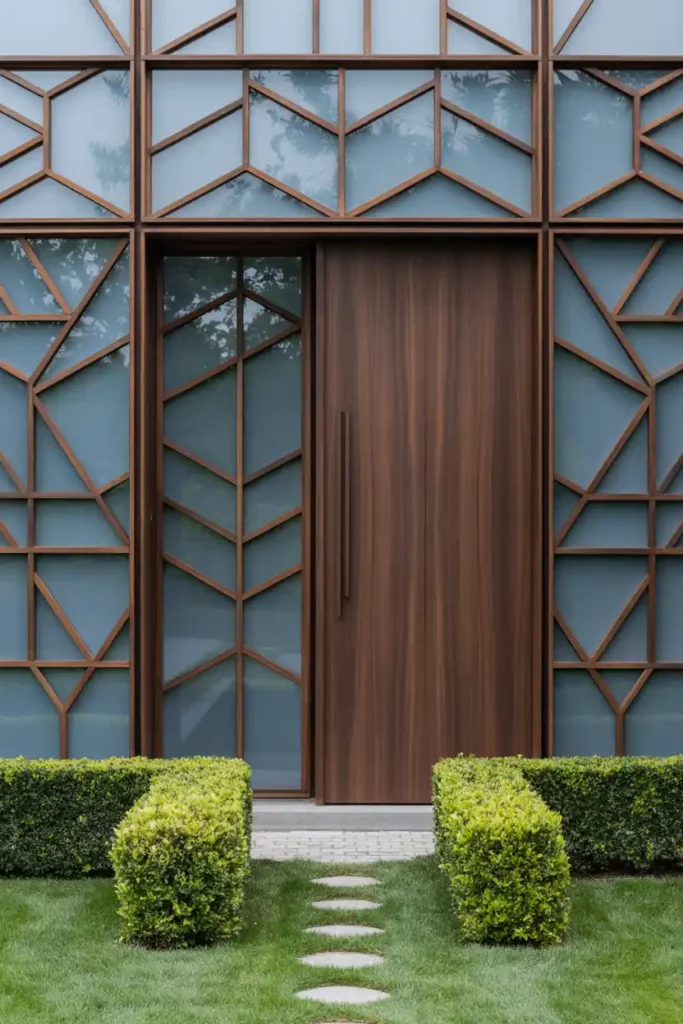 Geometric Glass Door-luxury entrance door design