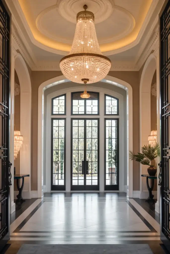 Grandeur with a Statement Chandelier-Luxury Entryway