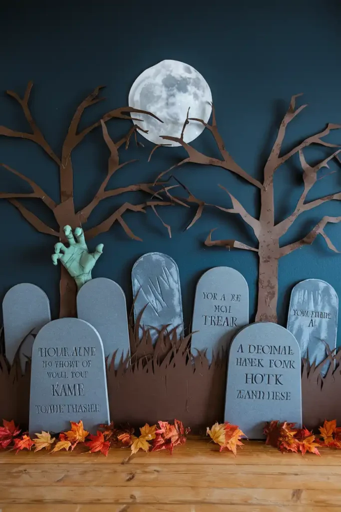 Graveyard Wall Scene-diy halloween wall