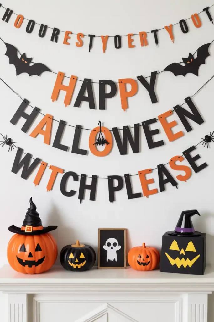 Halloween Word Garland-diy halloween wall