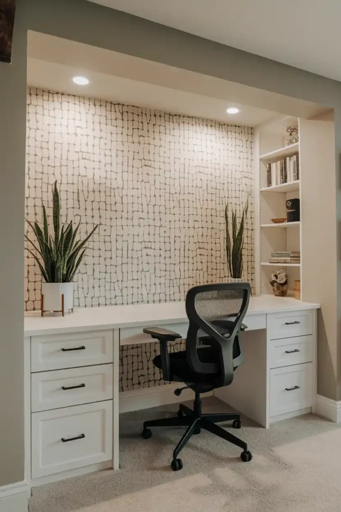 Modern Home Office Alcove-basement design ideas