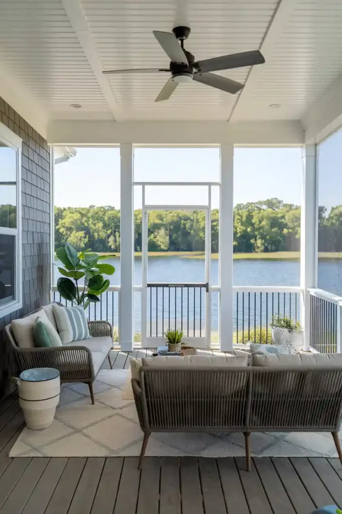 Modern Lake Life-double wide front porch ideas