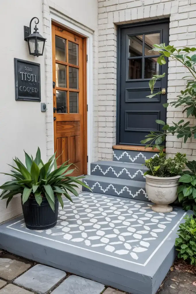 Painted Concrete Creativity-Entryway Flooring