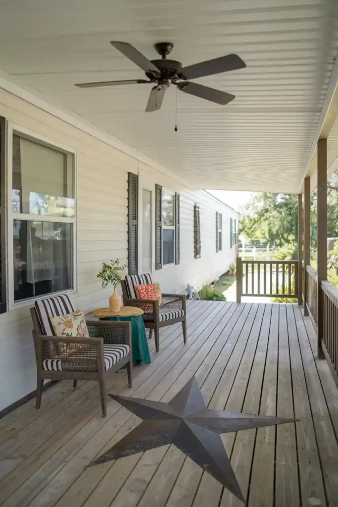 Rustic Star Appeal-double wide front porch ideas