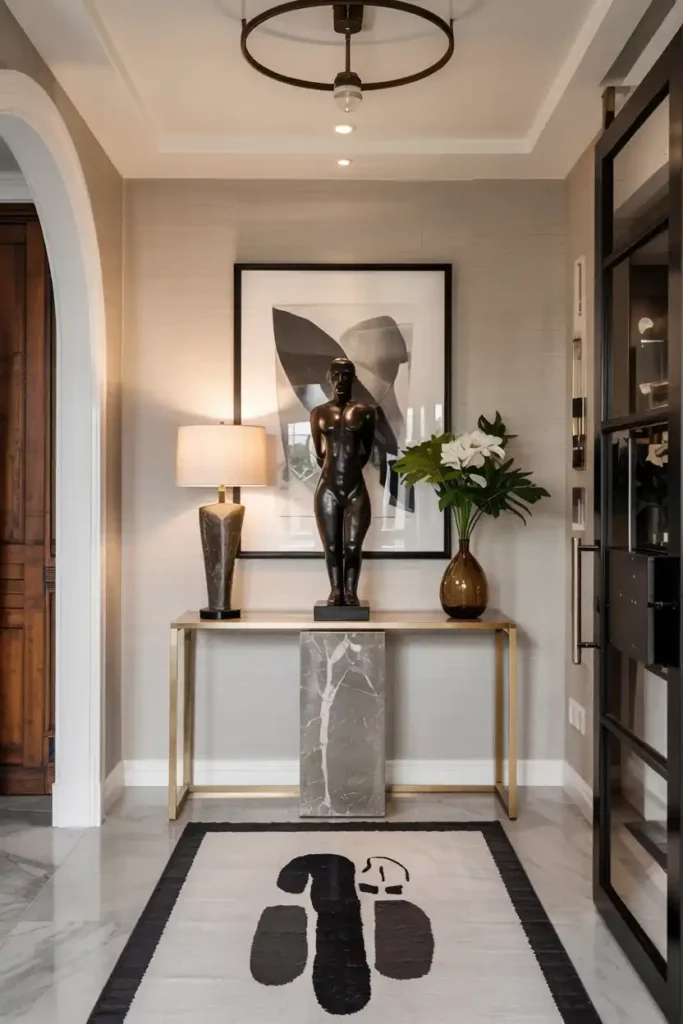 Sculptural Art as a Focal Point-Luxury Entryway