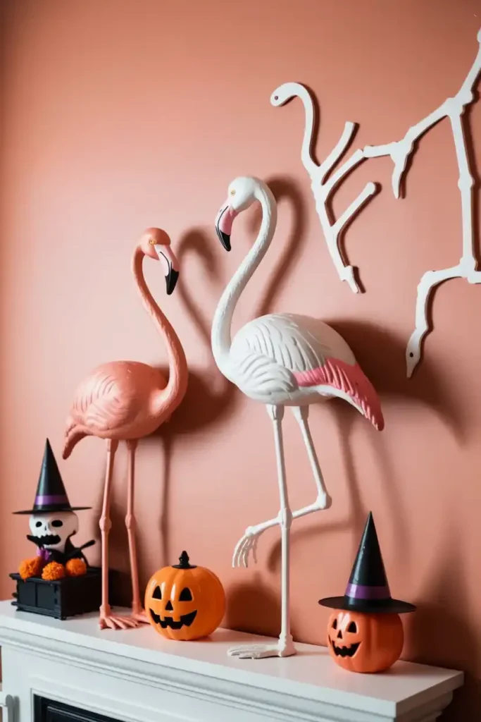 Skeleton Flamingo Wall Art-diy halloween wall
