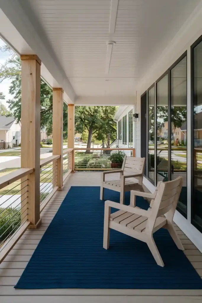 Sleek Suburban Sophistication-double wide front porch ideas