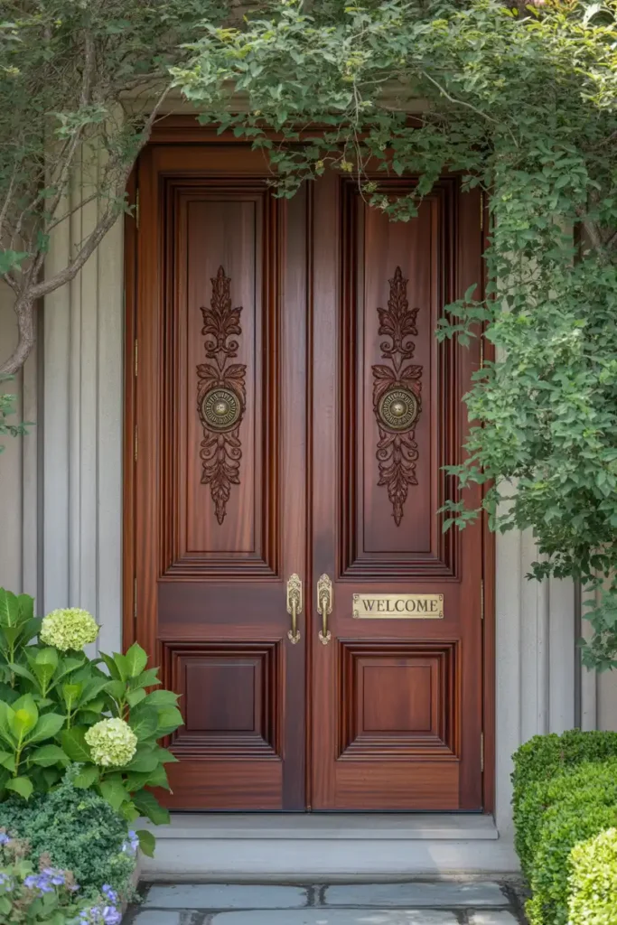 Solid Wood Mahogany Door-luxury entrance door design